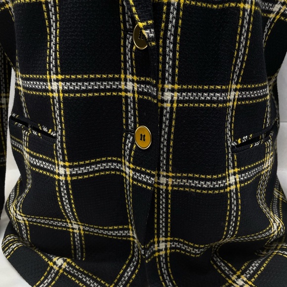 Miss Sophisticates by Pendleton Blazer Jacket Womens 14 Black Yellow Plaid Linen - Picture 3 of 8